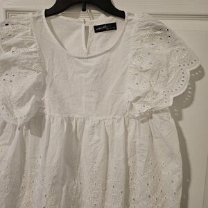 Anthropologie White Eyelet Blouse